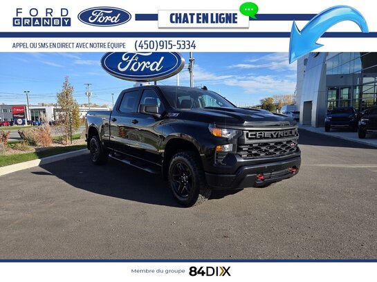 Chevrolet Silverado 1500 Custom Trail Boss crew 4RM 157 po 2023 Noir